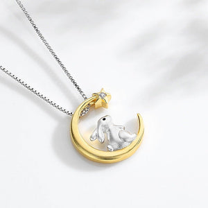 Moon Star Bunny Rabbit Charm Necklace - Perimade & Co.
