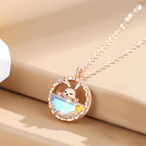 Moon Star Bunny Rabbit Moonstone Necklace - Perimade & Co.