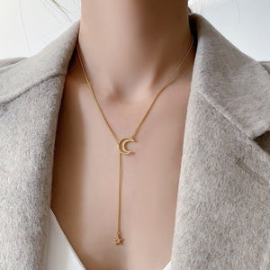 Moon Star Charm Pendant Lariat Y Necklace - Perimade & Co.