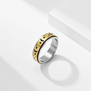 Moon Star Fidget Spinner Couple Band Ring - Perimade & Co.