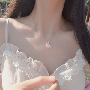 Moon Star Opal Charm Pendant Necklace - Perimade & Co.