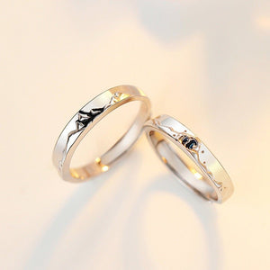 Mountain Ocean Couple Matching Band Ring - Perimade & Co.