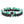 Set of three beaded bracelets with green, black, and white beads on a white background