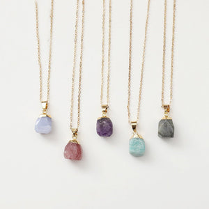 Natural Crystal Raw Stone Pendant Necklace - Perimade & Co.