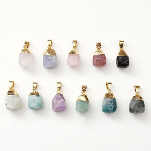 Natural Crystal Raw Stone Pendant Necklace - Perimade & Co.