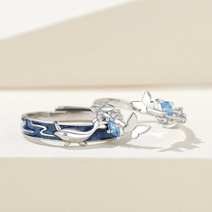 Ocean Whale Butterfly Couple Matching Ring - Perimade & Co.