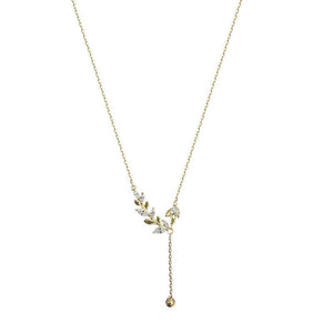 Olive Tree Leaf Branch Y Pendant Necklace - Perimade & Co.