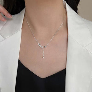 Olive Tree Leaf Branch Y Pendant Necklace - Perimade & Co.