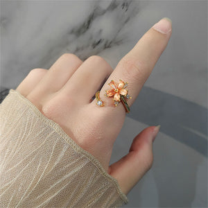 Orange Flower Anxiety Fidget Spinner Ring - Perimade & Co.