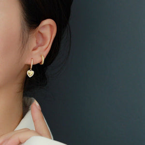 Pave Heart Star Dangle Drop Hoop Earrings - Perimade & Co.