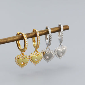 Pave Heart Star Dangle Drop Hoop Earrings - Perimade & Co.