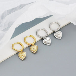 Pave Heart Star Dangle Drop Hoop Earrings - Perimade & Co.