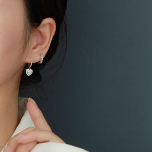 Pave Heart Star Dangle Drop Hoop Earrings - Perimade & Co.