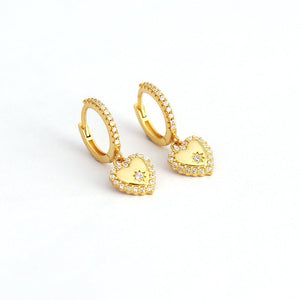 Pave Heart Star Dangle Drop Hoop Earrings - Perimade & Co.