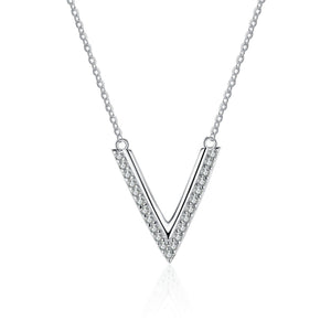Pave Moissanite V Charm Pendant Necklace - Perimade & Co.