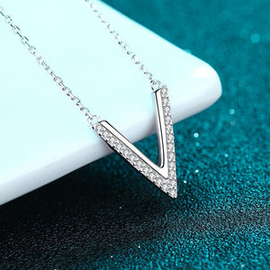 Pave Moissanite V Charm Pendant Necklace - Perimade & Co.