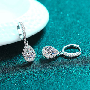 Pear Moissanite Dangle Drop Hoop Earrings - Perimade & Co.
