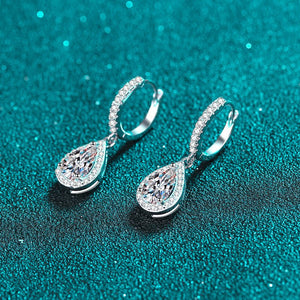 Pear Moissanite Dangle Drop Hoop Earrings - Perimade & Co.