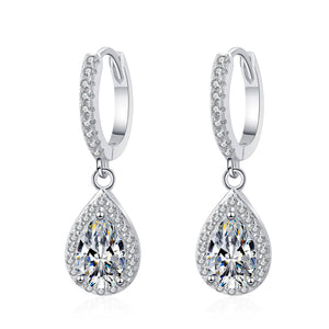 Pear Moissanite Dangle Drop Hoop Earrings - Perimade & Co.