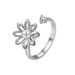 Pearl Flower Anxiety Fidget Spinner Ring - Perimade & Co.