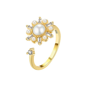 Pearl Flower Anxiety Fidget Spinner Ring - Perimade & Co.
