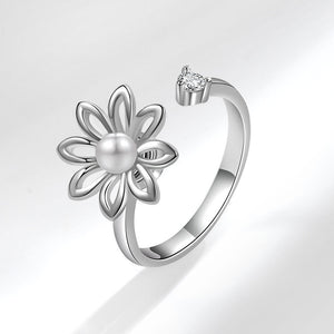 Pearl Flower Anxiety Fidget Spinner Ring - Perimade & Co.