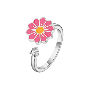 Pink Flower Anxiety Fidget Spinner Ring - Perimade & Co.