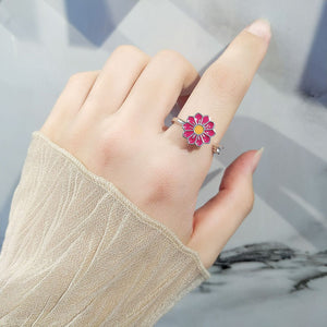 Pink Flower Anxiety Fidget Spinner Ring - Perimade & Co.