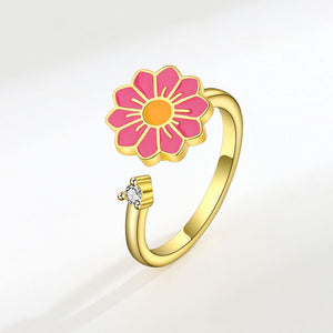 Pink Flower Anxiety Fidget Spinner Ring - Perimade & Co.