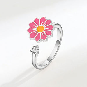Pink Flower Anxiety Fidget Spinner Ring - Perimade & Co.