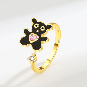 Pink Heart Bear Fidget Spinner Statement Ring - Perimade & Co.
