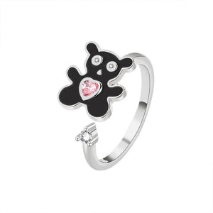 Pink Heart Bear Fidget Spinner Statement Ring - Perimade & Co.