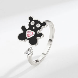 Pink Heart Bear Fidget Spinner Statement Ring - Perimade & Co.