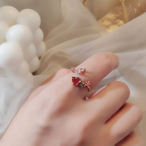 Pink Heart Flower Stacking Bypass Ring - Perimade & Co.