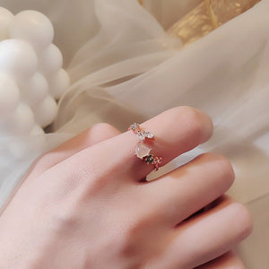 Pink Heart Flower Stacking Bypass Ring - Perimade & Co.