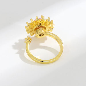 Pink Sunflower Fidget Spinner Statement Ring - Perimade & Co.