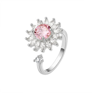 Pink Sunflower Fidget Spinner Statement Ring - Perimade & Co.