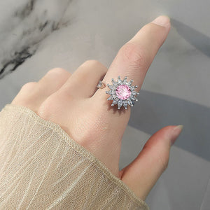 Pink Sunflower Fidget Spinner Statement Ring - Perimade & Co.