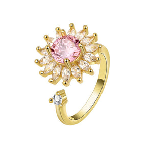 Pink Sunflower Fidget Spinner Statement Ring - Perimade & Co.