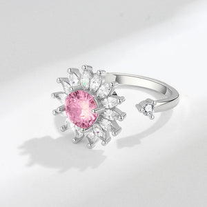 Pink Sunflower Fidget Spinner Statement Ring - Perimade & Co.