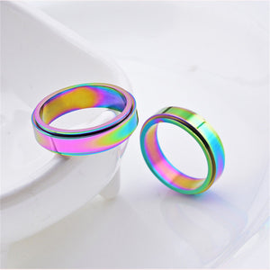 Rainbow Chrome Fidget Spinner Band Ring - Perimade & Co.