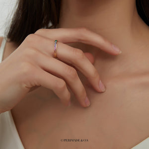 Rainbow Gemstone LGBT Wedding Band Ring - Perimade & Co.