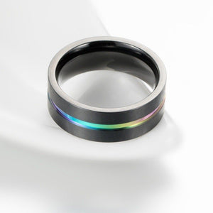 Rainbow LGBTQ Pride Black Band Ring - Perimade & Co.