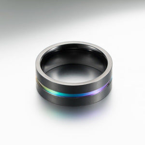 Rainbow LGBTQ Pride Black Band Ring - Perimade & Co.