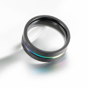 Rainbow LGBTQ Pride Black Band Ring - Perimade & Co.