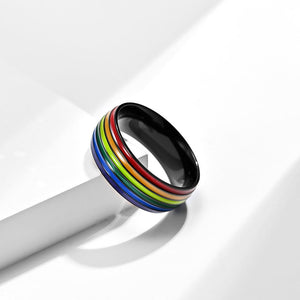 Rainbow LGBTQ Pride Couple Band Ring - Perimade & Co.