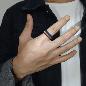 Rainbow LGBTQ Pride Couple Band Ring - Perimade & Co.