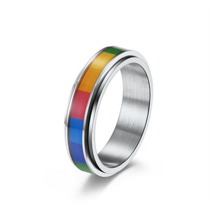 Rainbow LGBTQ Pride Fidget Spinner Ring - Perimade & Co.