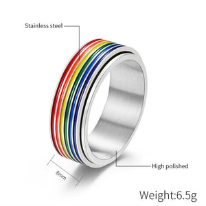 Rainbow LGBTQ Pride Fidget Spinner Ring - Perimade & Co.
