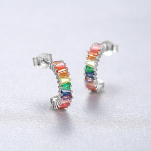 Rainbow LGBTQ Pride Half Hoop Earrings - Perimade & Co.